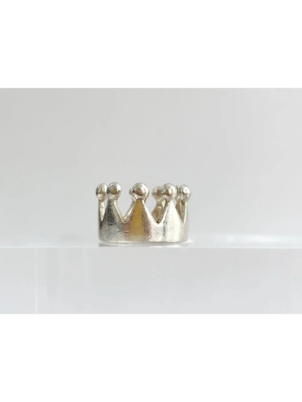Crown Shaped Polished Bright Minimalist Sterling Silver 925 Vintage Ring - sz 6